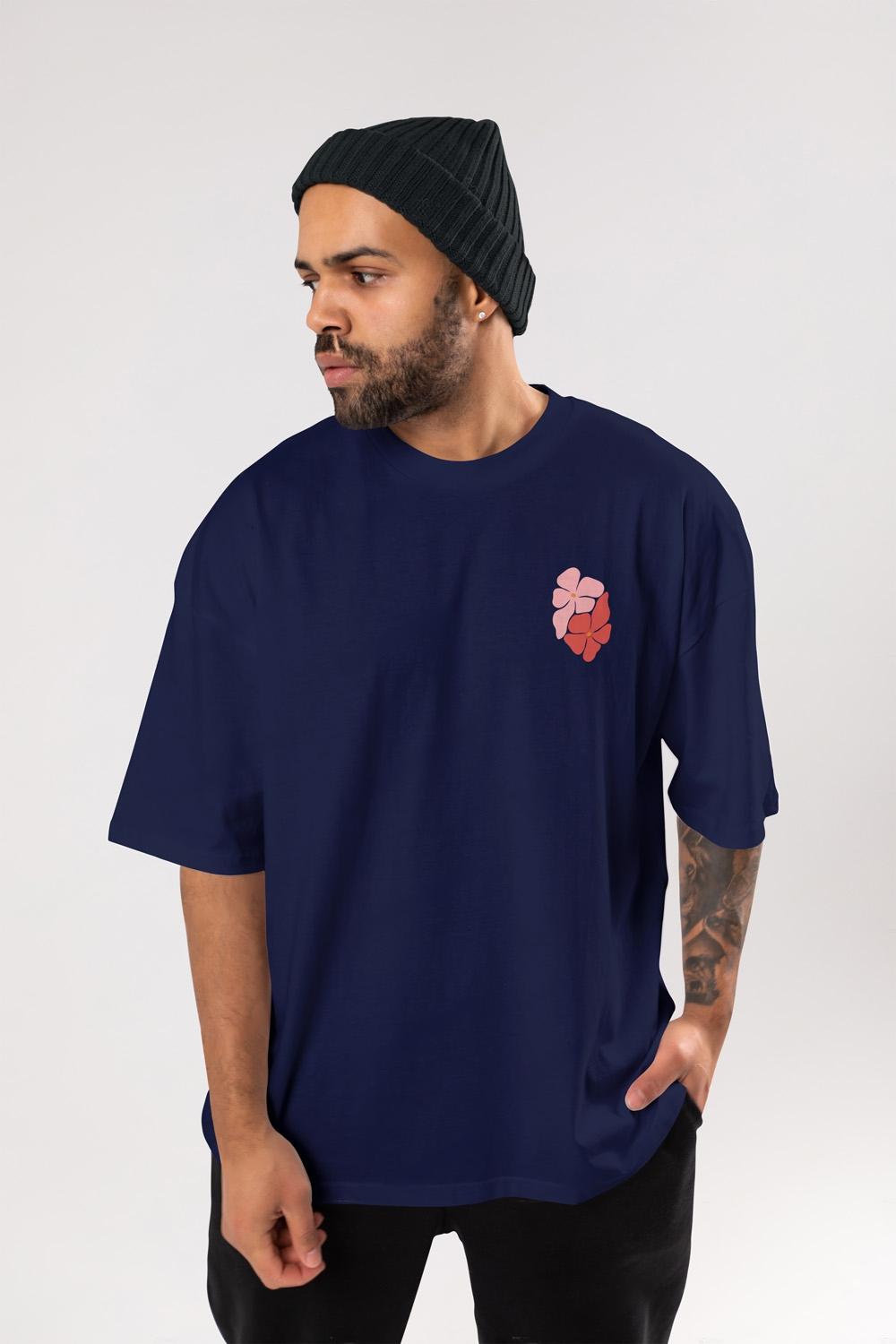 Round Neck Oversized Unisex Half Sleeves T-Shirt with Summer Flower Print