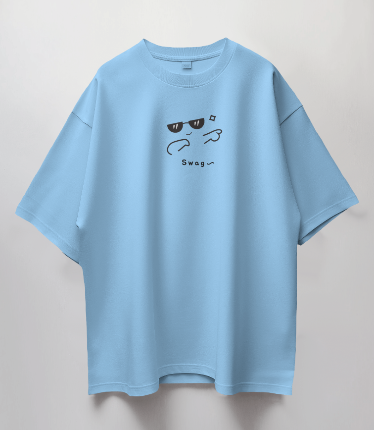 Round Neck Oversized Unisex Half Sleeves T-Shirt with Swag Mode Print