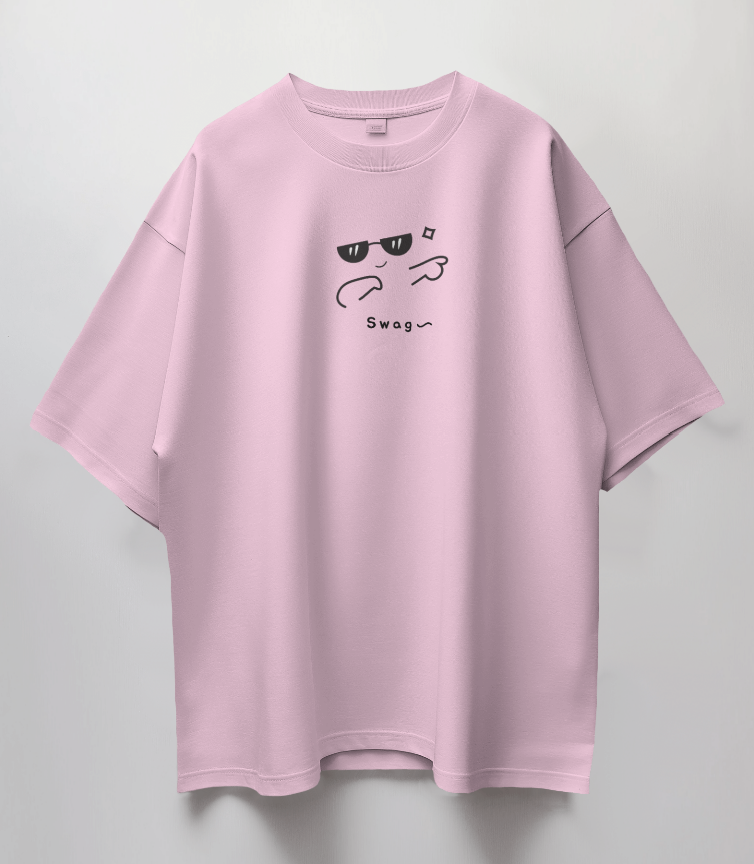 Round Neck Oversized Unisex Half Sleeves T-Shirt with Swag Mode Print