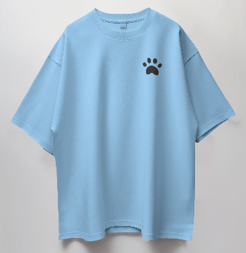 Round Neck Oversized Unisex Half Sleeves T-Shirt with Paw Print