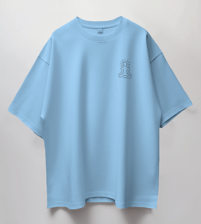 Round Neck Oversized Unisex Half Sleeves T-Shirt with Radiant Meditation Print