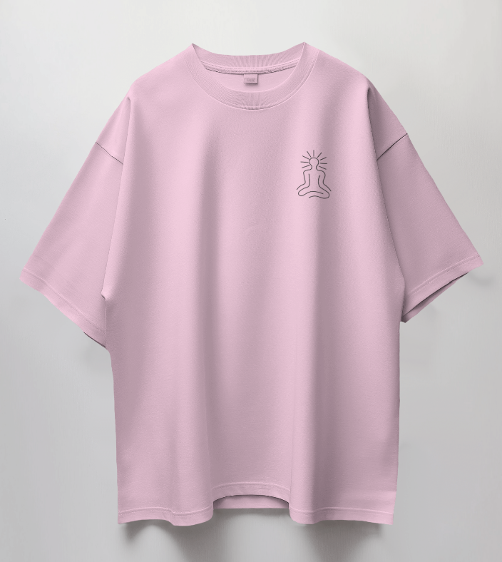 Round Neck Oversized Unisex Half Sleeves T-Shirt with Radiant Meditation Print