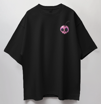 Round Neck Oversized Unisex Half Sleeves T-Shirt with a Skull Cherry Print
