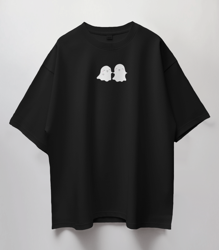 Round Neck Oversized Unisex Half Sleeves T-Shirt with Spooky Pals Print