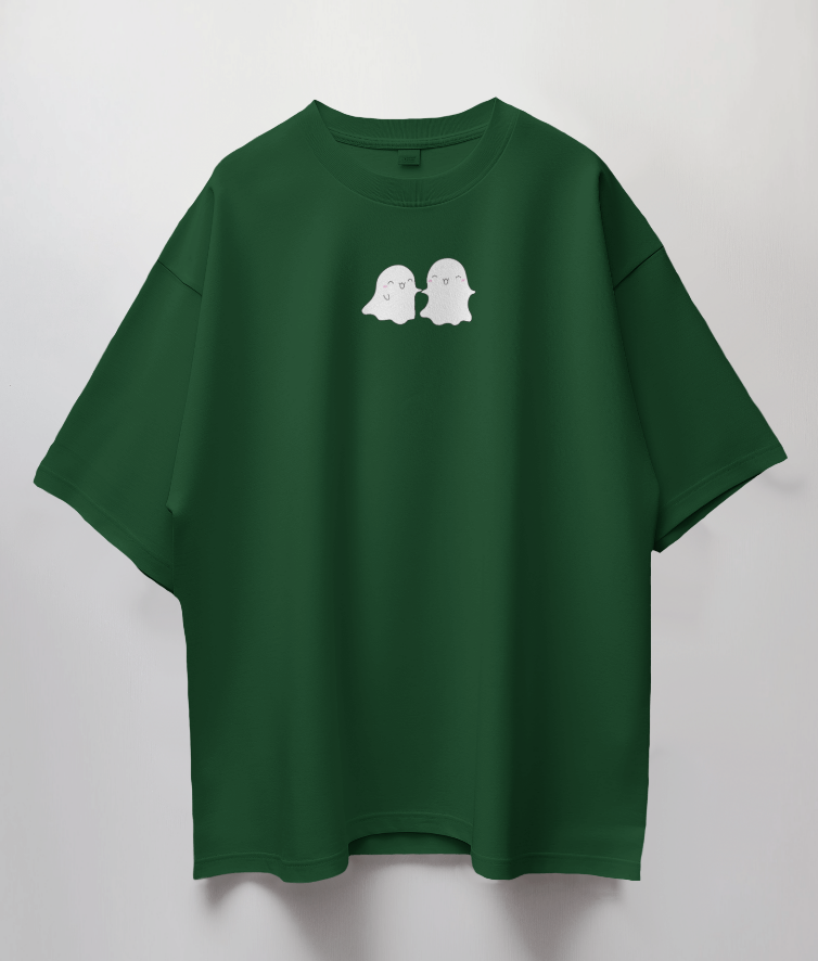Round Neck Oversized Unisex Half Sleeves T-Shirt with Spooky Pals Print
