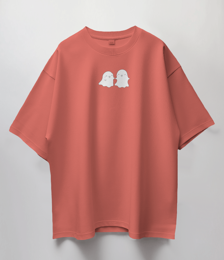 Round Neck Oversized Unisex Half Sleeves T-Shirt with Spooky Pals Print