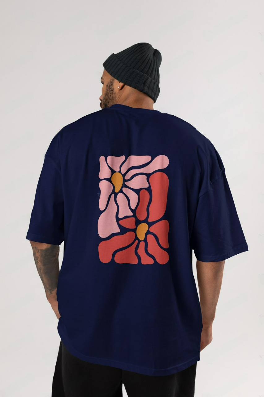 Round Neck Oversized Unisex Half Sleeves T-Shirt with Summer Flower Print