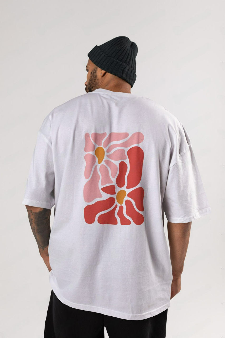 Round Neck Oversized Unisex Half Sleeves T-Shirt with Summer Flower Print
