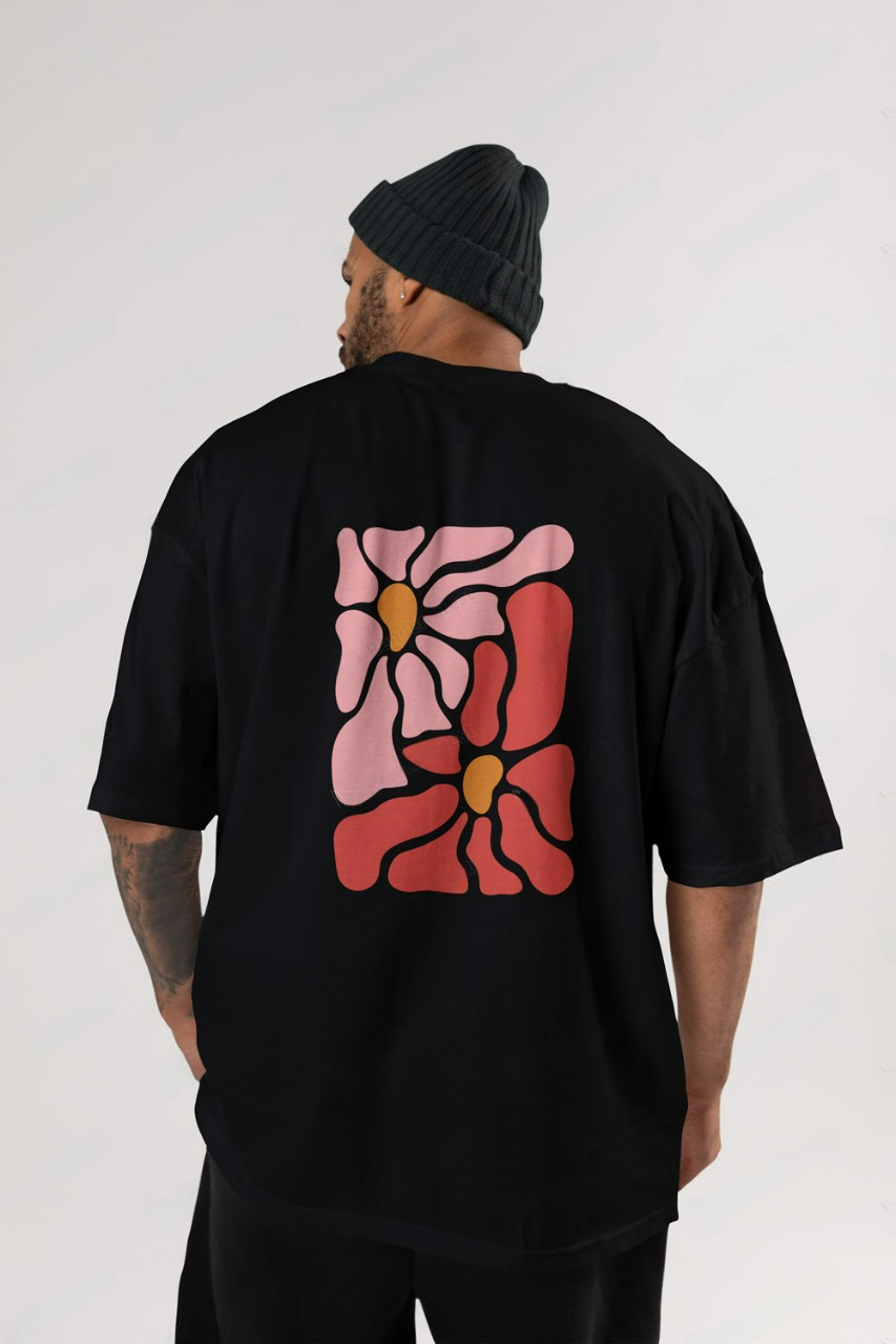 Round Neck Oversized Unisex Half Sleeves T-Shirt with Summer Flower Print
