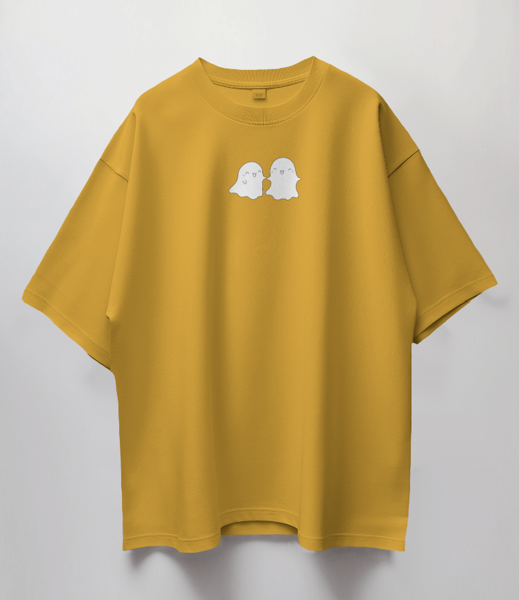 Round Neck Oversized Unisex Half Sleeves T-Shirt with Spooky Pals Print
