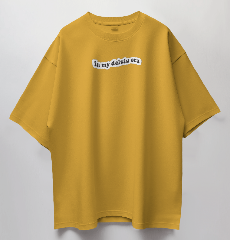 Round Neck Oversized Unisex Half Sleeves T-Shirt with Delulu Quote Print