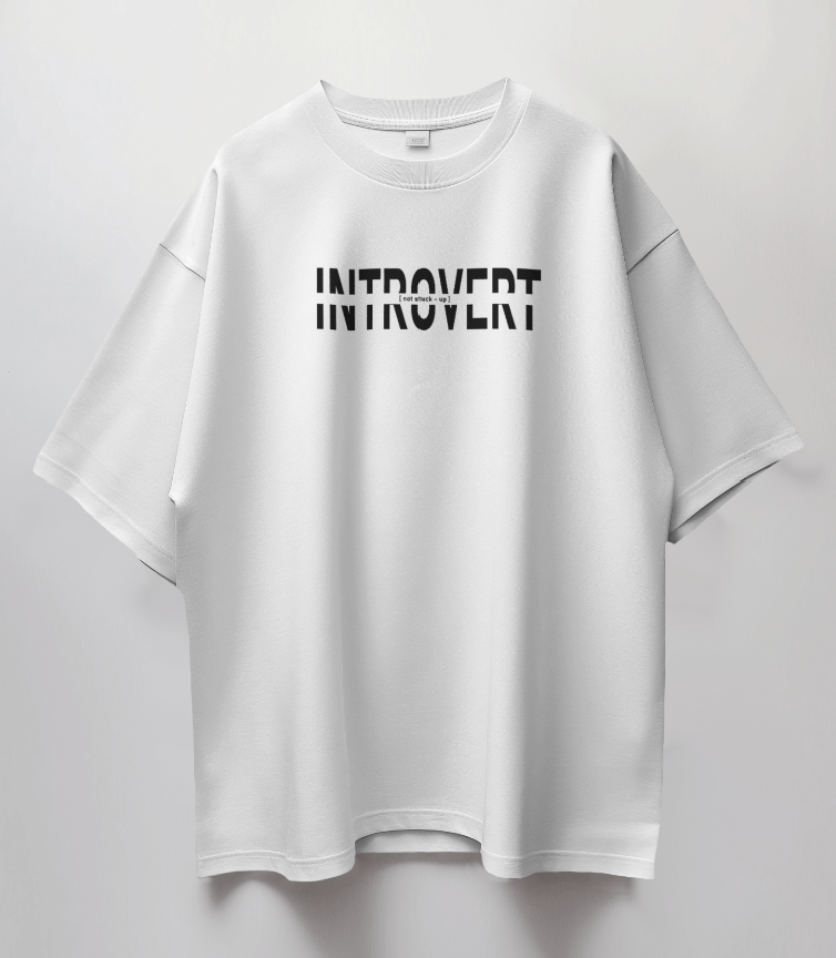 Round Neck Oversized Unisex Half Sleeves T-Shirt with Introvert Print