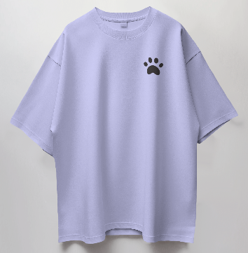 Round Neck Oversized Unisex Half Sleeves T-Shirt with Paw Print