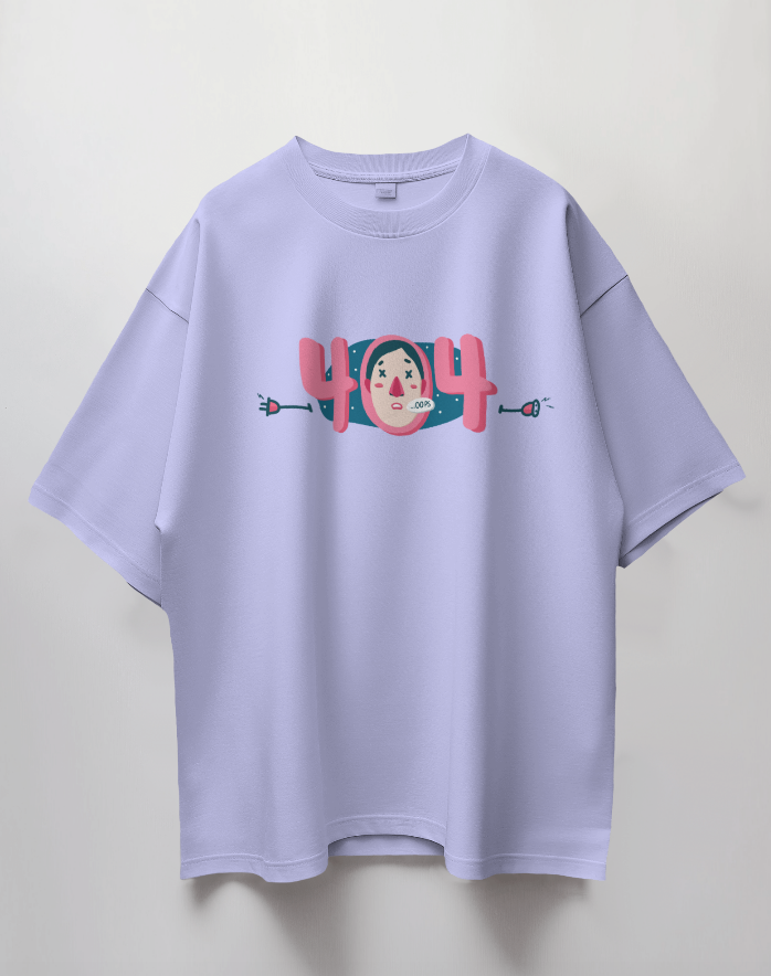 Round Neck Oversized Unisex Half Sleeves T-Shirt with 404 Crew Print