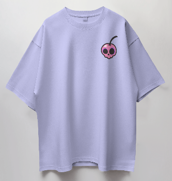 Round Neck Oversized Unisex Half Sleeves T-Shirt with a Skull Cherry Print