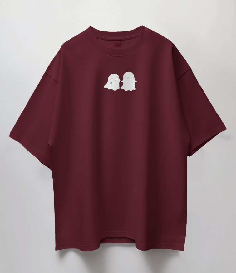 Round Neck Oversized Unisex Half Sleeves T-Shirt with Spooky Pals Print