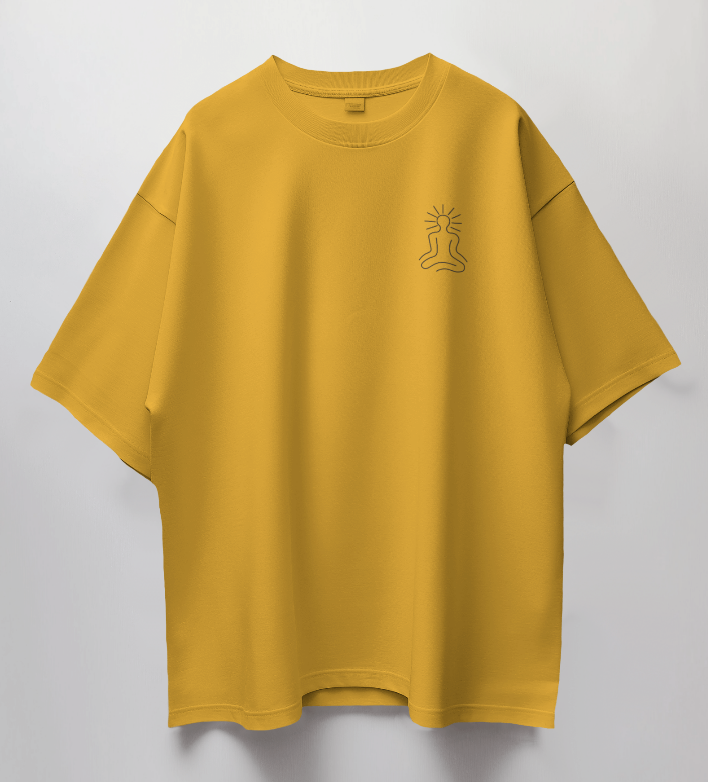 Round Neck Oversized Unisex Half Sleeves T-Shirt with Radiant Meditation Print