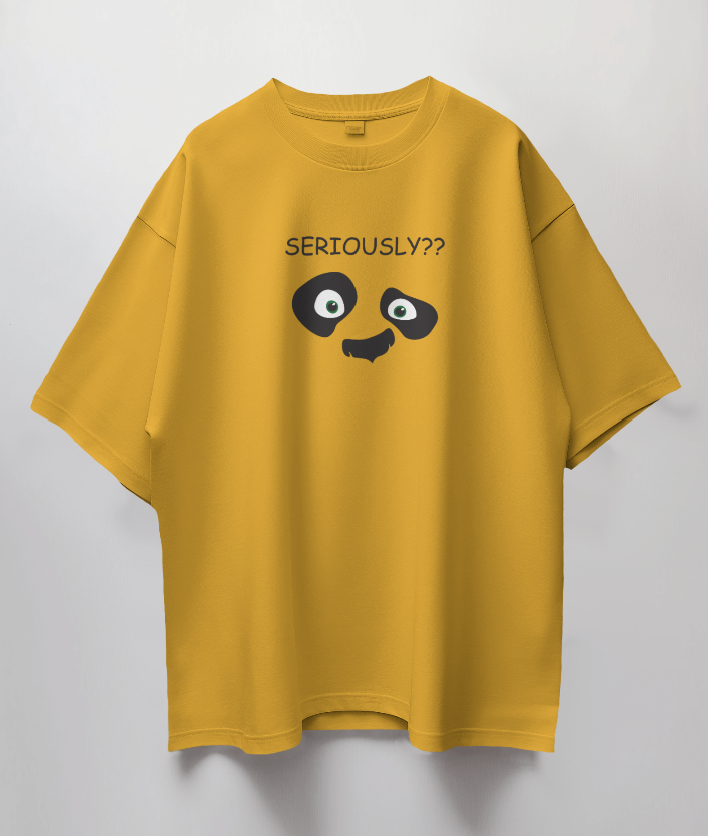 Round Neck Oversized Unisex Half Sleeves T-Shirt with Seriously Panda Print