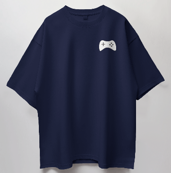 Round Neck Oversized Unisex Half Sleeves T-Shirt with Game Controller Print