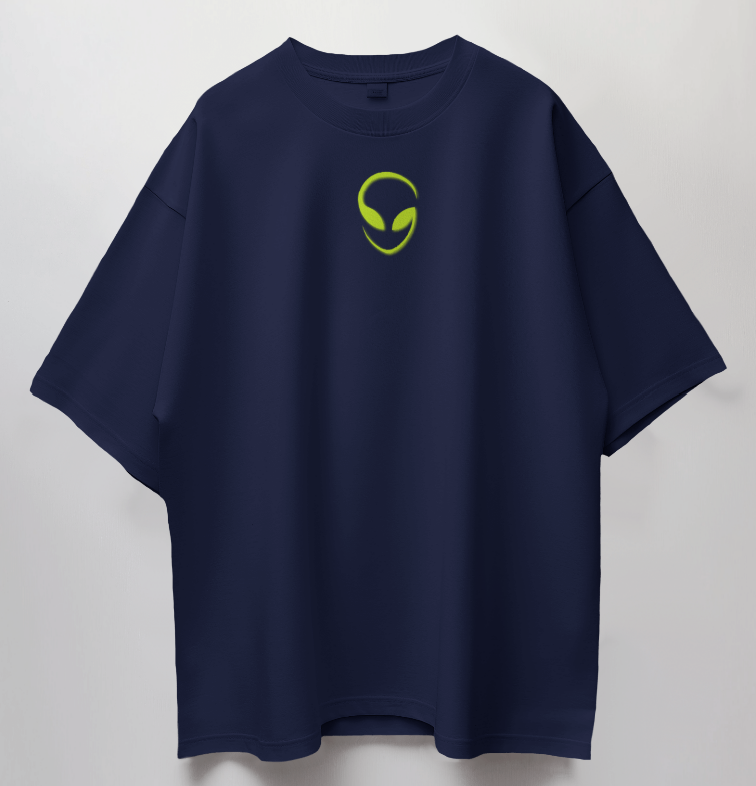 Round Neck Oversized Unisex Half Sleeves T-Shirt with Alien Aura Print