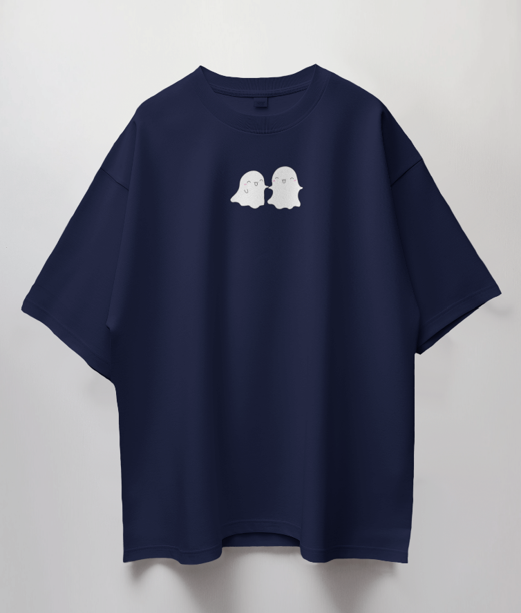 Round Neck Oversized Unisex Half Sleeves T-Shirt with Spooky Pals Print