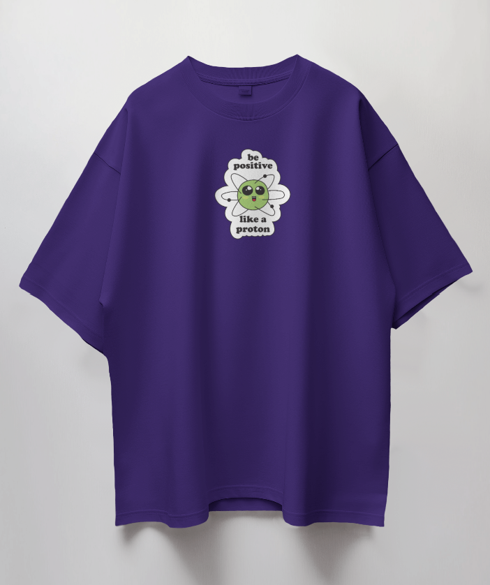 Round Neck Oversized Unisex Half Sleeves T-Shirt with Proton Vibes Print