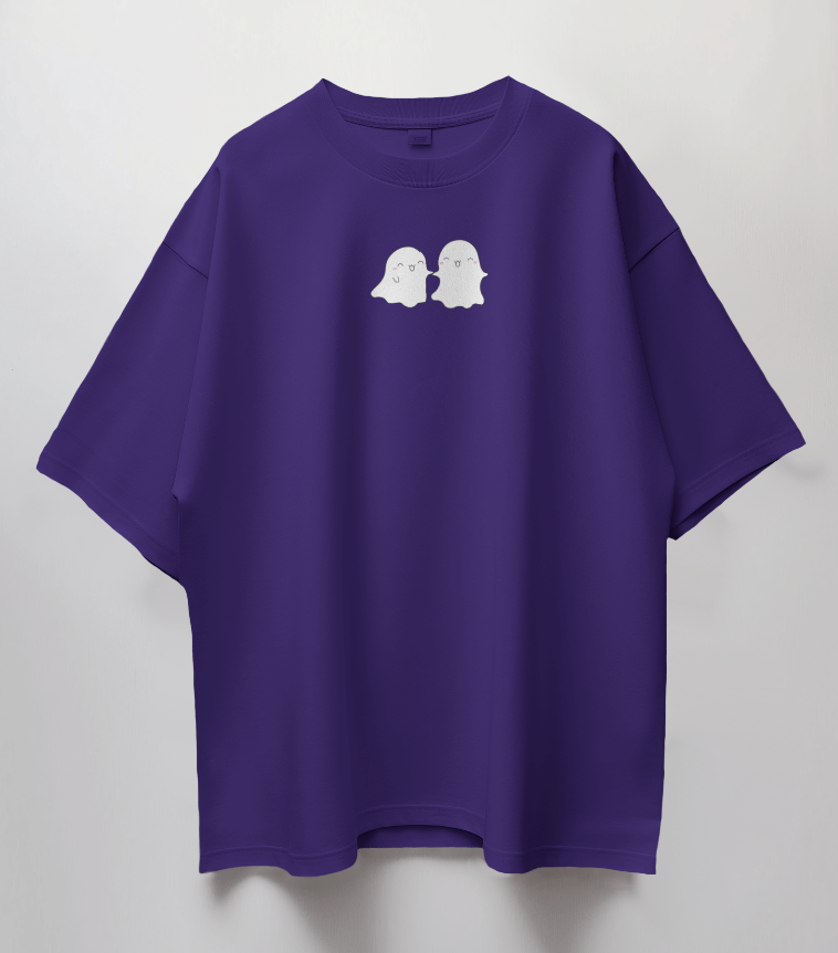 Round Neck Oversized Unisex Half Sleeves T-Shirt with Spooky Pals Print