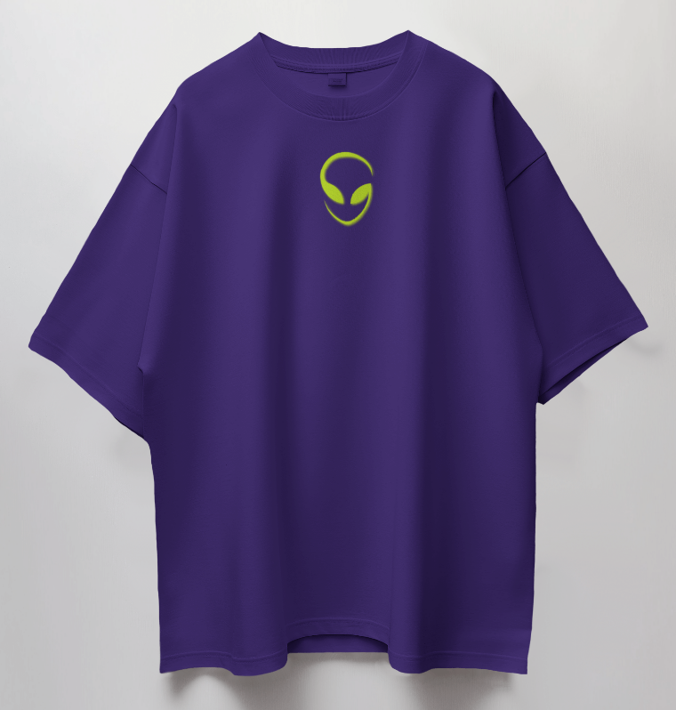 Round Neck Oversized Unisex Half Sleeves T-Shirt with Alien Aura Print