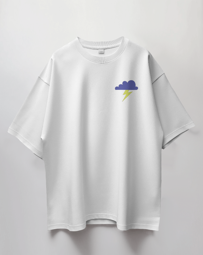 Round Neck Oversized Unisex Half Sleeves T-Shirt with Thunder Drip Print