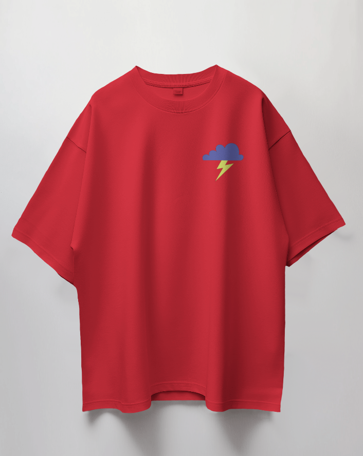Round Neck Oversized Unisex Half Sleeves T-Shirt with Thunder Drip Print