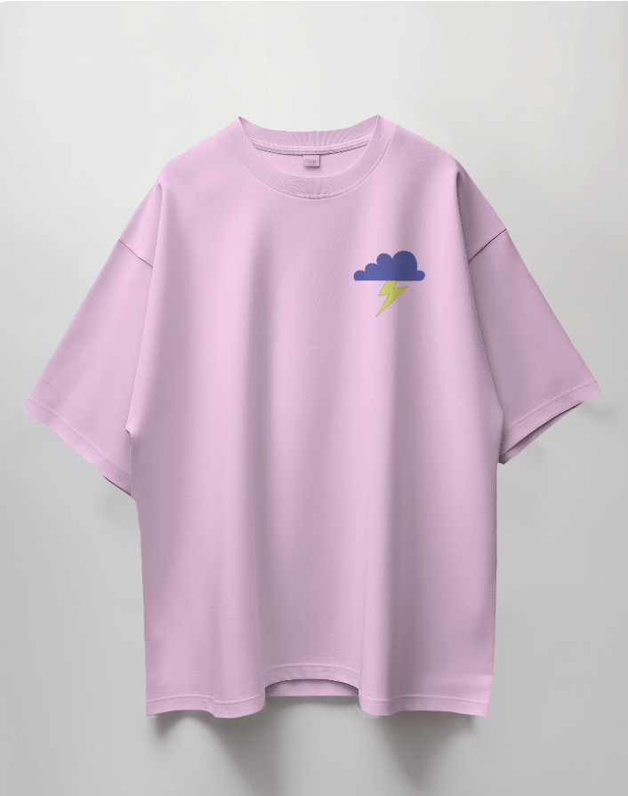 Round Neck Oversized Unisex Half Sleeves T-Shirt with Thunder Drip Print