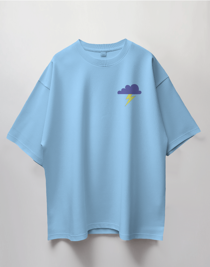 Round Neck Oversized Unisex Half Sleeves T-Shirt with Thunder Drip Print