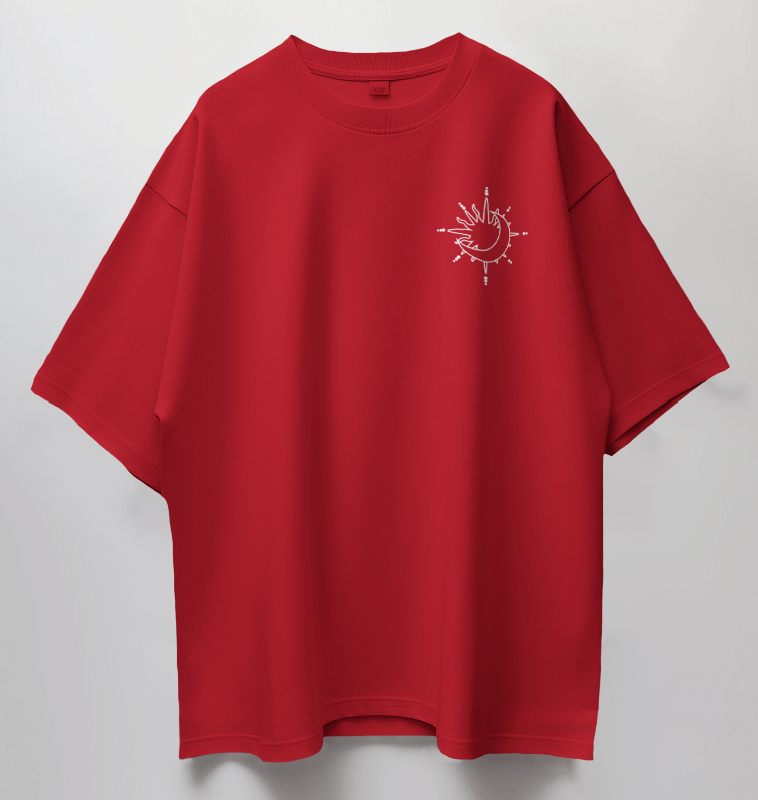 Round Neck Oversized Unisex Half Sleeves T-Shirt with Sun & Moon