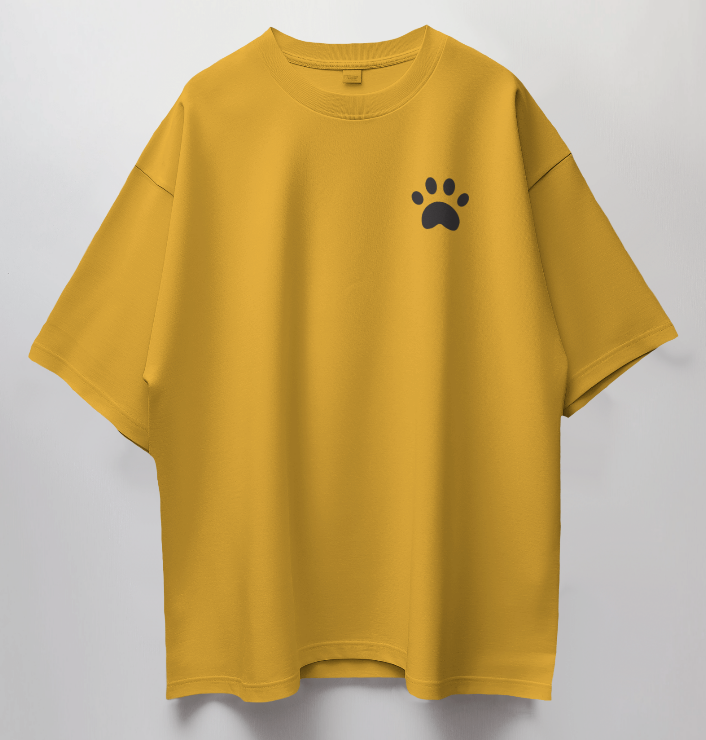 Round Neck Oversized Unisex Half Sleeves T-Shirt with Paw Print