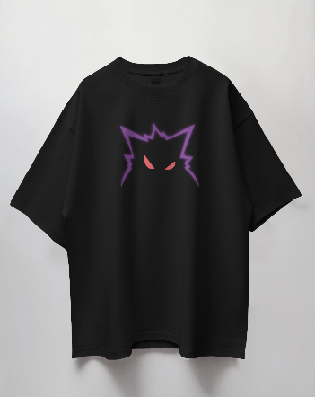 Round Neck Oversized Unisex Half Sleeves T-Shirt with Evil Eyes Print
