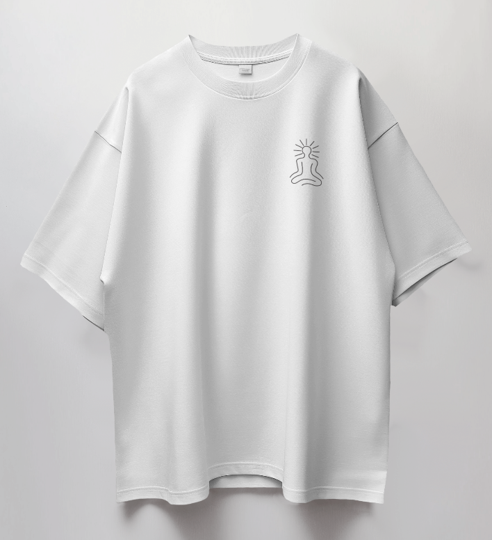 Round Neck Oversized Unisex Half Sleeves T-Shirt with Radiant Meditation Print