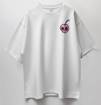 Round Neck Oversized Unisex Half Sleeves T-Shirt with a Skull Cherry Print