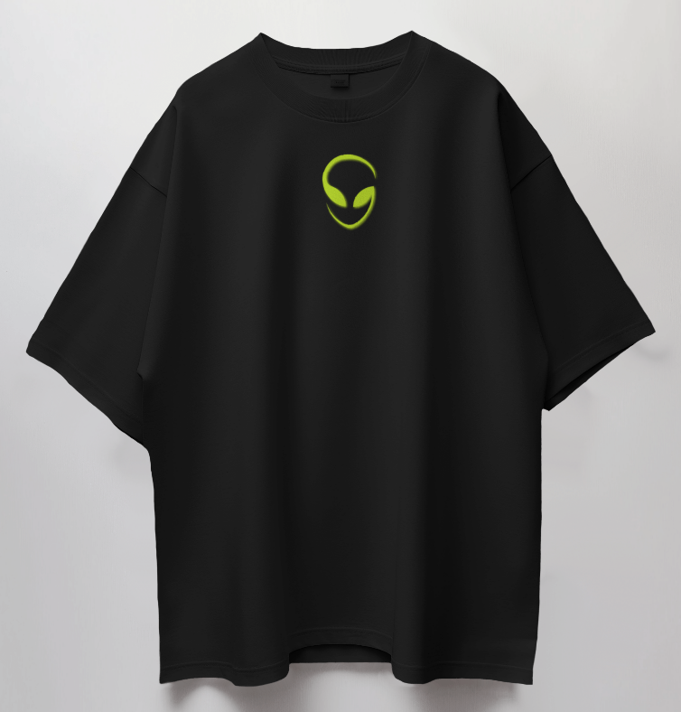 Round Neck Oversized Unisex Half Sleeves T-Shirt with Alien Aura Print