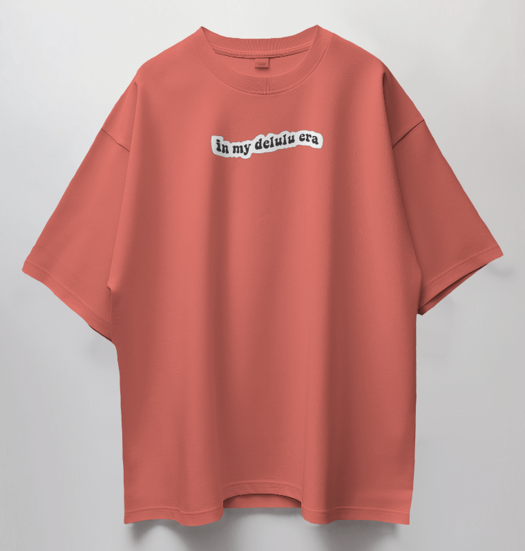 Round Neck Oversized Unisex Half Sleeves T-Shirt with Delulu Quote Print