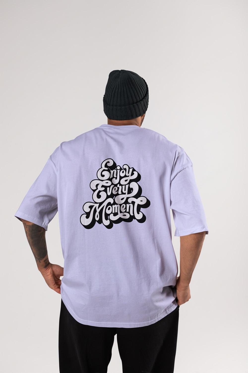 Round Neck Oversized Unisex Half Sleeves T-Shirt with a 3D Enjoy Every Moment Print