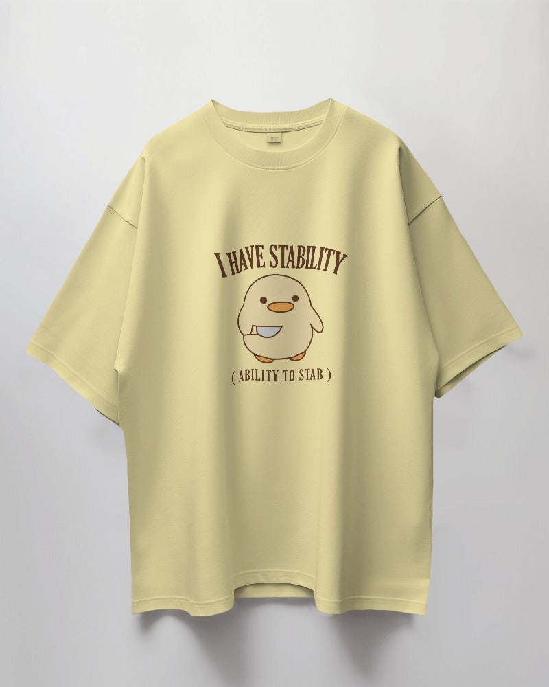 Round Neck Oversized Unisex Half Sleeves T-Shirt with Duck Print