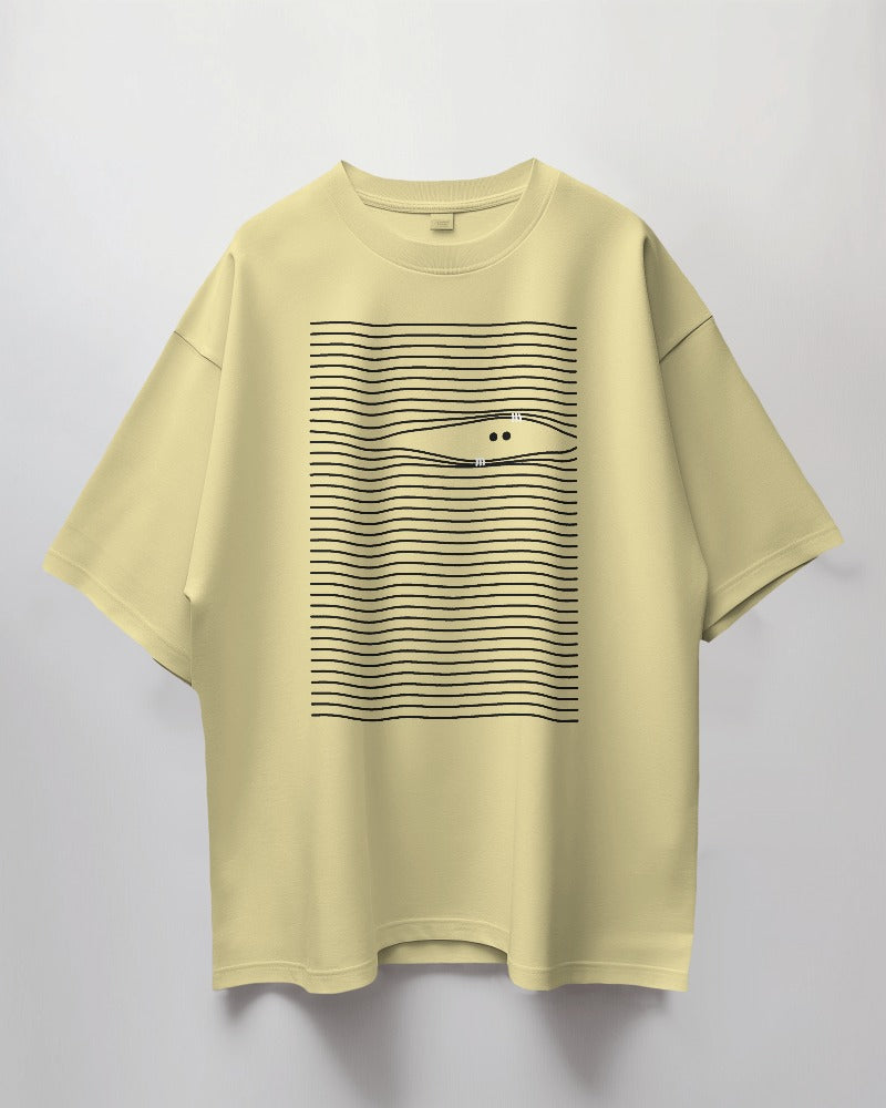 Round Neck Oversized Unisex Half Sleeves T-Shirt with Eyes Print