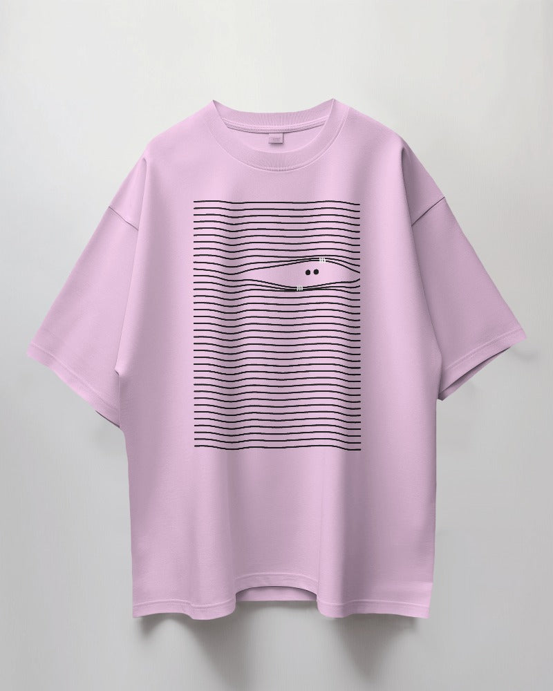 Round Neck Oversized Unisex Half Sleeves T-Shirt with Eyes Print