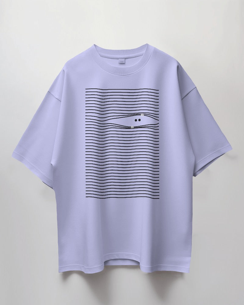 Round Neck Oversized Unisex Half Sleeves T-Shirt with Eyes Print