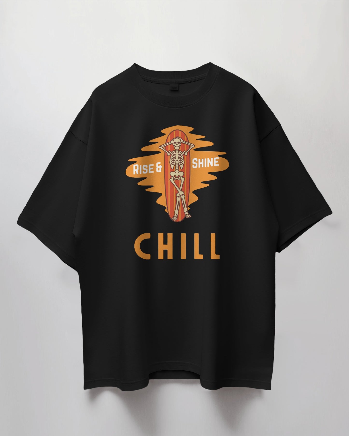 Oversized Unisex T-Shirt with Rise & Shine Skeleton Print