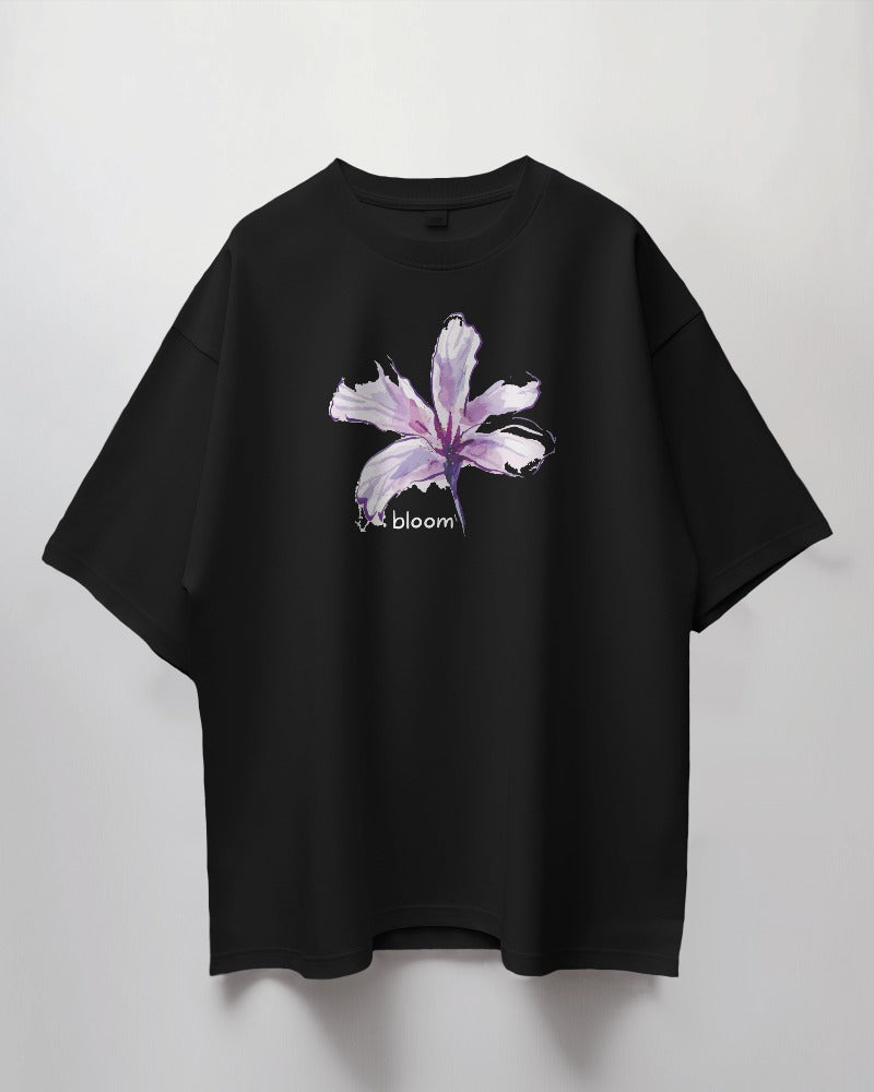 Oversized Unisex T-Shirt with Purple Flower Bloom Print