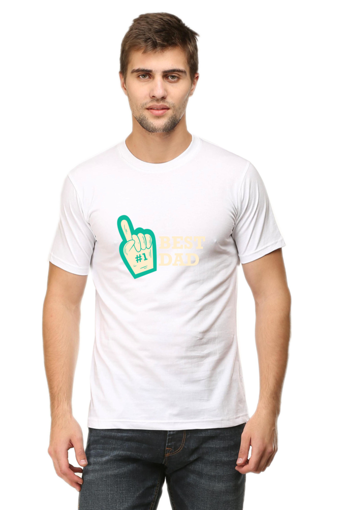 Round Neck Half Sleeves T-Shirt with '#BestDad' Print