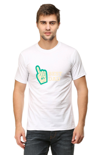 Round Neck Half Sleeves T-Shirt with '#BestDad' Print