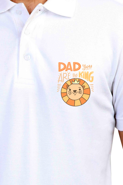 Polo Half Sleeves T-Shirt with 'Dad You Are The King' with Lion Print