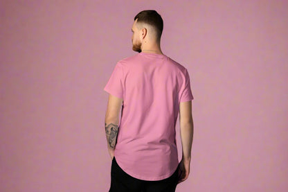 Men Round Neck Solid Flamingo Pink Half Sleeves T-Shirt